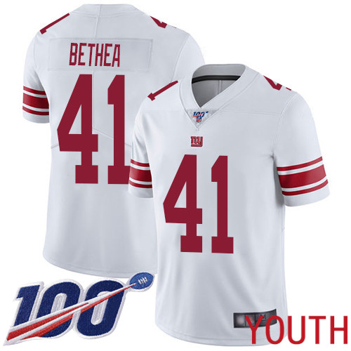 Youth New York Giants 41 Antoine Bethea White Vapor Untouchable Limited Player 100th Season Football NFL Jersey